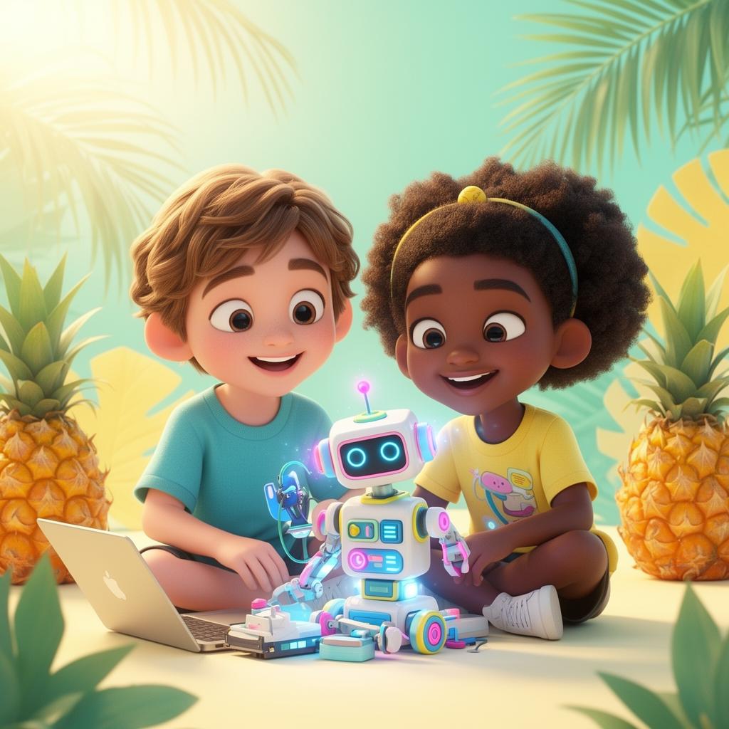 Kids building AI projects at Summer Jam