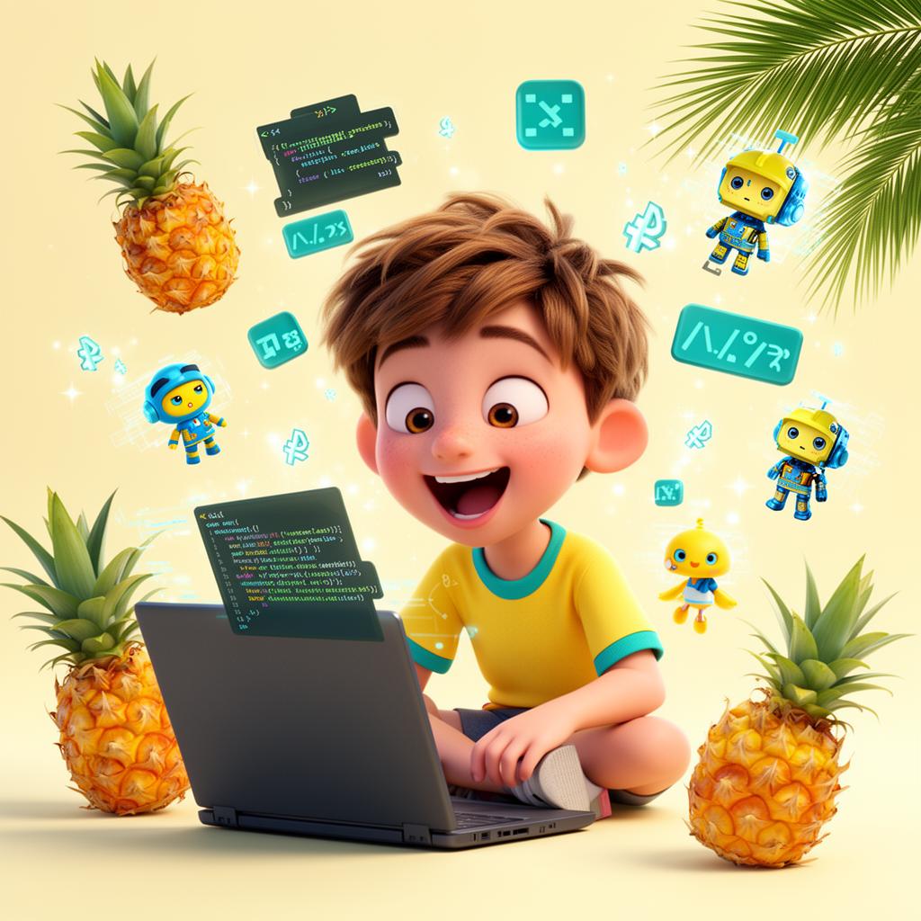 Kid building an AI project